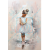 Adorable Baby Ballerina Art Print - Light Pink Impressionism Style