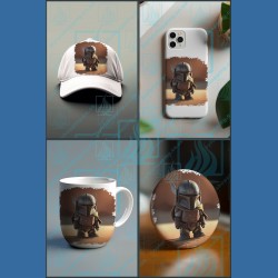 Mandalorian Chibi Style Design - Perfect Gift for Star Wars Enthusiasts!