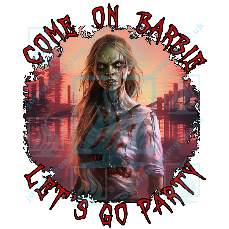 Zombie Barbie "Let's Go Party" - Scary Halloween T-Shirt