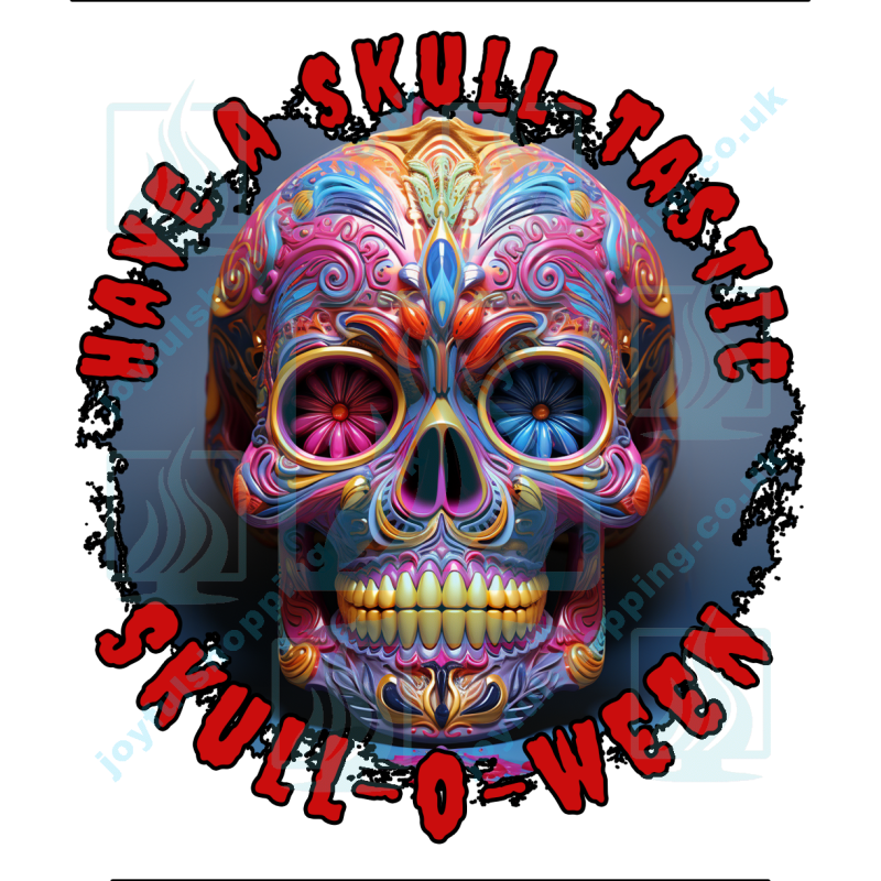 Skull-o-ween Colorful Skull T-Shirt - Have a Skull-tastic Halloween