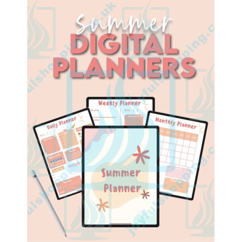 Pastel Pink Summer Digital Planner | Monthly, Weekly & Daily Pages