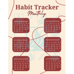 Elegant Monthly Habit Tracker | Digital Planner Page | Burgundy and Cream Design