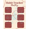 Elegant Monthly Habit Tracker | Digital Planner Page | Burgundy and Cream Design